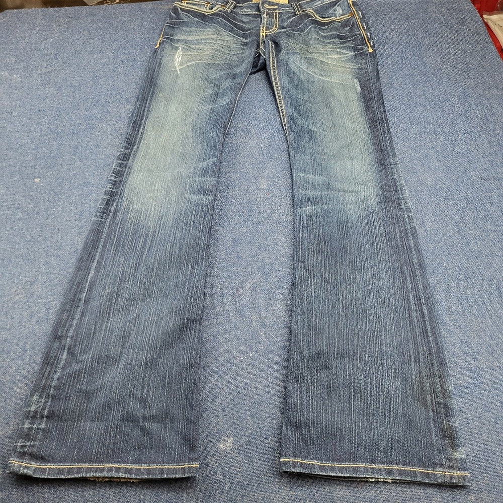 BKE Stella Bootcut Jeans Dark Wash Low Rise Stretch 28 x 33.5 Buckle Stitching